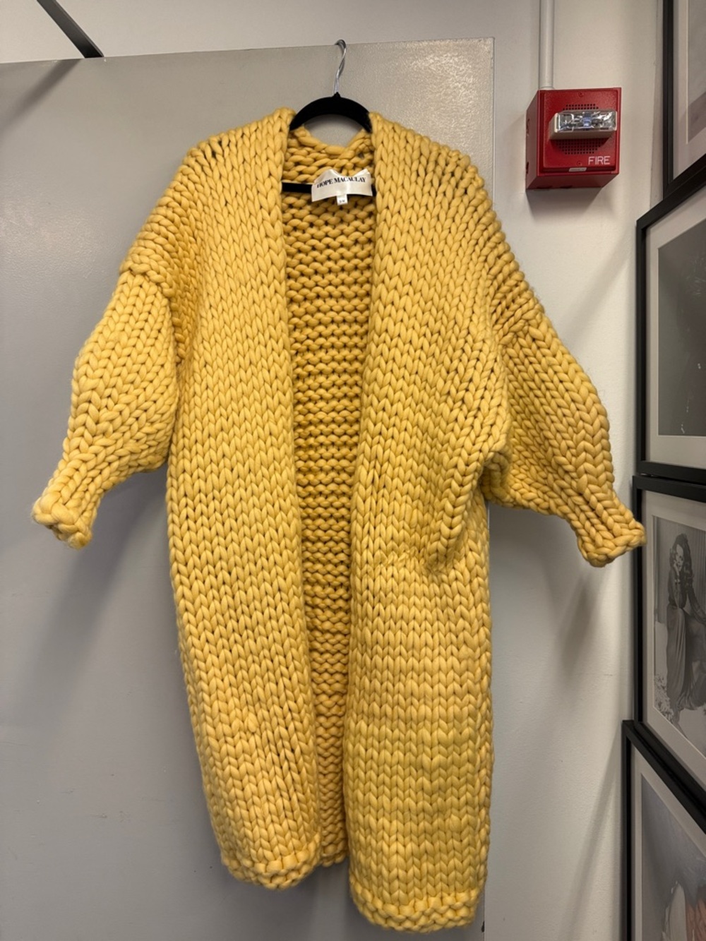 Hope Macaulay Chunky Yellow Open-Front Knit Cardigan